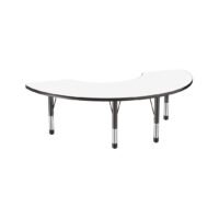 Factory Direct Partners 10231-DEBK Dry-Erase Half Moon Activity School and Classroom Kids Table (36" x 72"), Toddler Legs, Adjustable Height 15-24" - Whiteboard Top/Black Edge chinaatoday