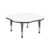 Factory Direct Partners 10235-DEBK Dry-Erase Clover Activity School and Classroom Kids Table (48" x 48"), Toddler Legs, Adjustable Height 15-24" - Whiteboard Top/Black Edge chinaatoday