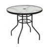 Tangkula 32" Outdoor Patio Table Round Steel Frame Tempered Glass Top Commercial Party Event Furniture Conversation Coffee Table for Backyard Lawn Balcony Pool with Umbrella Hole chinaatoday