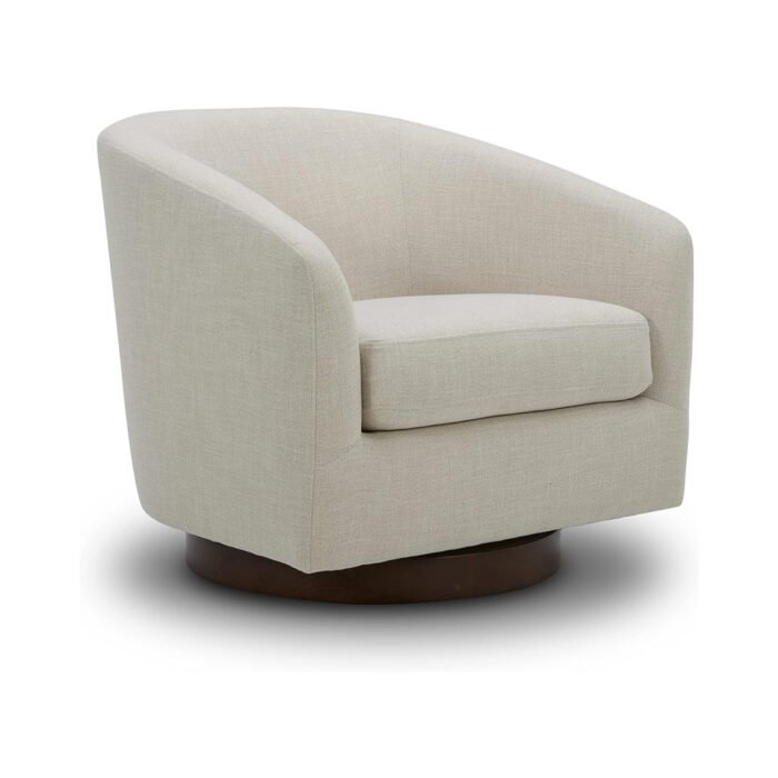 CHITA Silla Giratoria de Acento Sillón, Silla Redonda de Barril en Tela para Salón Dormitorio, Lino chinaatoday