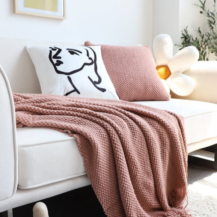 Morandi solid color knitted blanket homestay blanket - BEJUSTSIMPLE