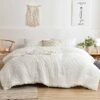Juego de edredón Queen blanco con mechones jacquard bohemio suave estilo shabby chic reversible de microfibra alternativa - Edredón para todas las estaciones y 2 fundas de almohada Juegos de cama estilo granja Mujeres Hombres Tamaño 88 x 90 3 piezas