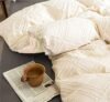 Juego de edredón Queen blanco con mechones jacquard bohemio suave estilo shabby chic reversible de microfibra alternativa - Edredón para todas las estaciones y 2 fundas de almohada Juegos de cama estilo granja Mujeres Hombres Tamaño 88 x 90 3 piezas