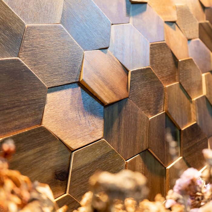 Panneaux muraux en mosaïque de bois naturel - BEJUSTSIMPLE