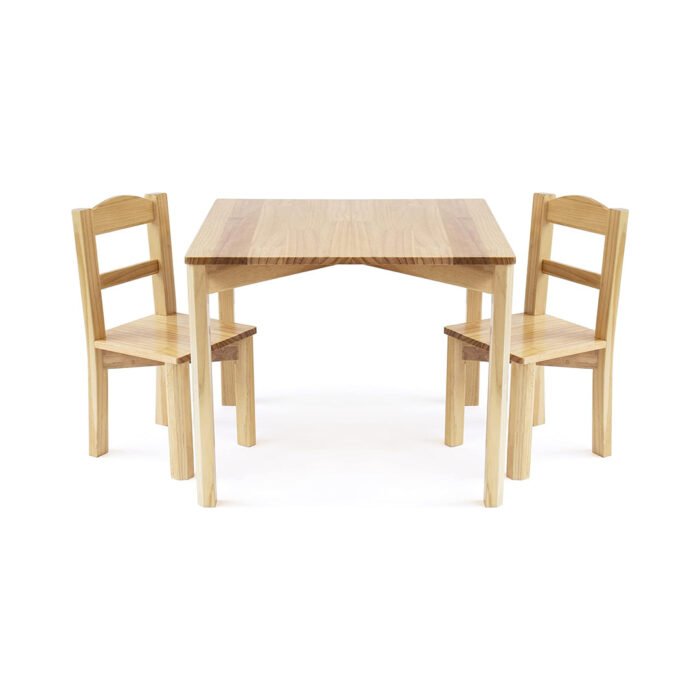 Humble Crew, Natural Honey Grain Solid Wood Table Set, 2 Chairs-Big Kid chinaatoday