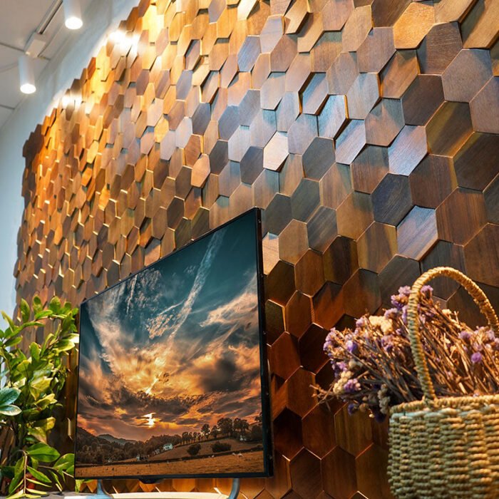 Panneaux muraux en mosaïque de bois naturel - BEJUSTSIMPLE
