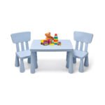 HONEY JOY Juego de mesa y silla para niños, mesa de plástico y 2 sillas para manualidades, tablero fácil de limpiar, juego de 3 piezas para guardería, regalo para niños y niñas (azul) chinaatoday