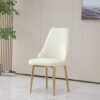 Dining Chairs Set of 2, Modern Cream White Faux Leather Chairs with Gold Metal Legs and Ergonomic Curved Backrest for Living Kitchen Dining Room Chairs (Only Chairs) chinaatoday