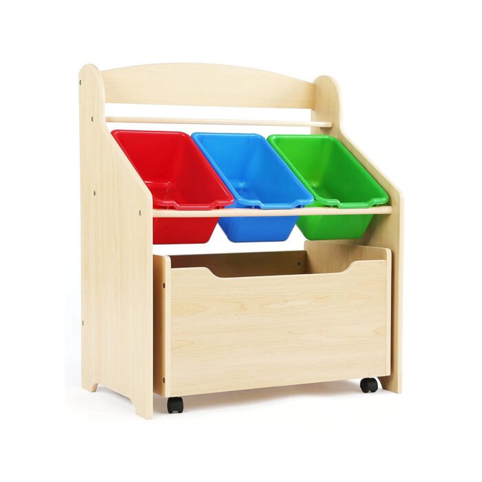 Organizador de almacenamiento 3 en 1 Humble Crew para niños pequeños con caja de juguetes con ruedas, contenedores de plástico, acabado/primario, acabado natural y primario chinaatoday