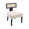 VESCASA Chaise d'appoint tapissée de lin avec pieds en bois noir, chaise d'appoint rembourrée Farmhouse avec dossier ouvert incurvé en rotin pour le salon, beige chinaatoday