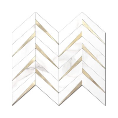 STICKGOO 10-Sheet Herringbone Tile Peel and Stick Backsplash, White Marble PVC Mixed Metal Gold Stick on Backsplash, Self Adhesive Wall Tile for Kitchen and Bathroom chinaatoday