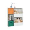 HONEY JOY 5 Cubbies Kids Toy Storage Organizer, Children Bookcase and Bookshelf w/2 Storage Boxes, Wooden Muti-Bins Toy Storage Display Cabinet for Playroom, Nursery (White) chinaatoday