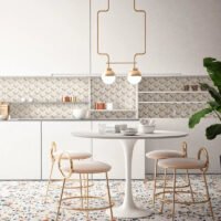 بلاط جدران فسيفساء فاخر فاتح اللون بتصميم متعرج/شيفرون طبيعي من BEJUSTSIMPLE