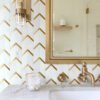 Azulejo de pared de mosaico de lujo ligero en espiga/chevron blanco natural - BEJUSTSIMPLE