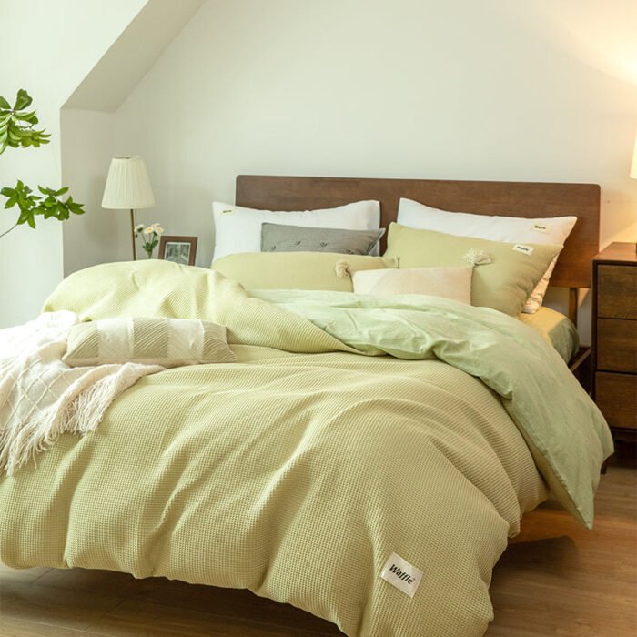 Bedding Duvet Cover Set Washed Cotton Linen Like Textured Breathable Durable Soft Comfy - BEJUSTSIMPLE