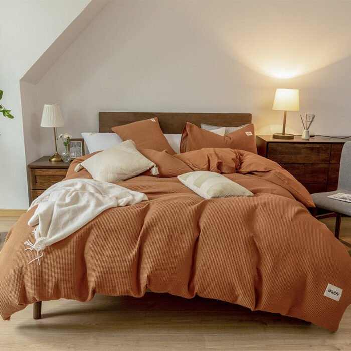 Bedding Duvet Cover Set Washed Cotton Linen Like Textured Breathable Durable Soft Comfy - BEJUSTSIMPLE