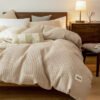 Bedding Duvet Cover Set Washed Cotton Linen Like Textured Breathable Durable Soft Comfy - BEJUSTSIMPLE