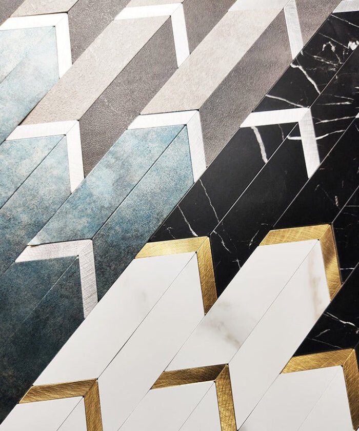 Azulejo de pared de mosaico de lujo ligero en espiga/chevron blanco natural - BEJUSTSIMPLE