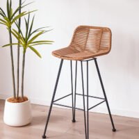 Outdoor bar chair leisure bar high stool balcony outdoor rattan chair open-air restaurant cafe net red bar chair BEJUSTSIMPLE