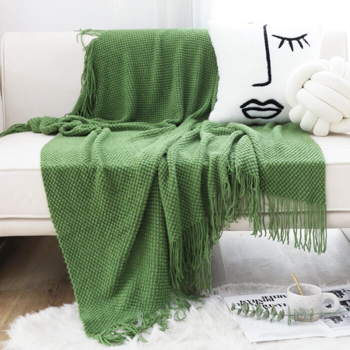 Morandi solid color knitted blanket homestay blanket - BEJUSTSIMPLE