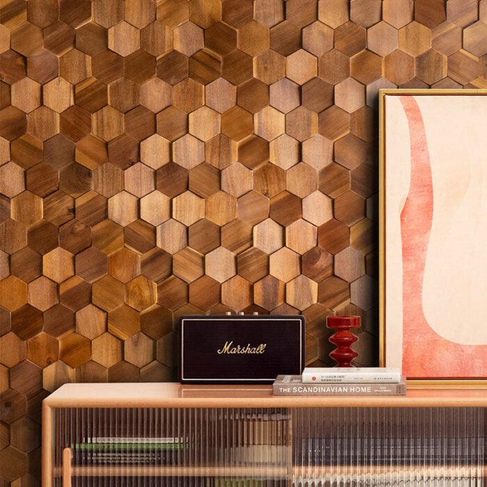 Panneaux muraux en mosaïque de bois naturel - BEJUSTSIMPLE