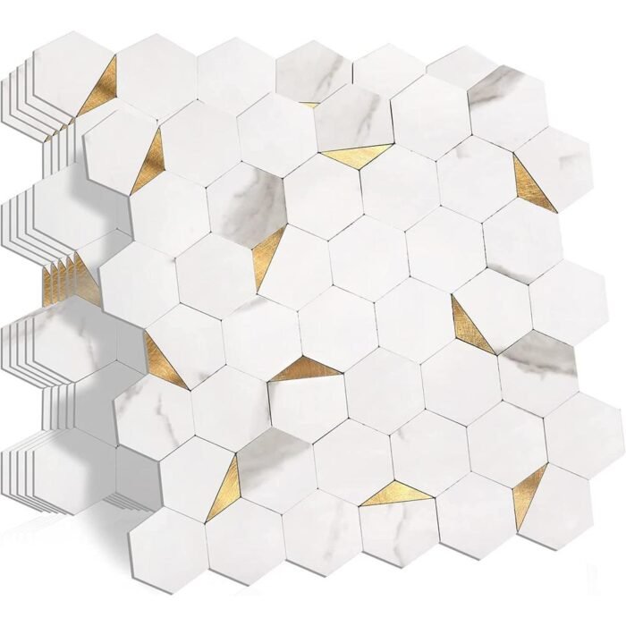 Salpicadero hexagonal de mármol con metal dorado - BEJUSTSIMPLE